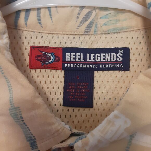 Reel Legends Adult Mens L Vented Floral Fish Print Short Sleeve Shirt Outdoor - Picture 5 of 9